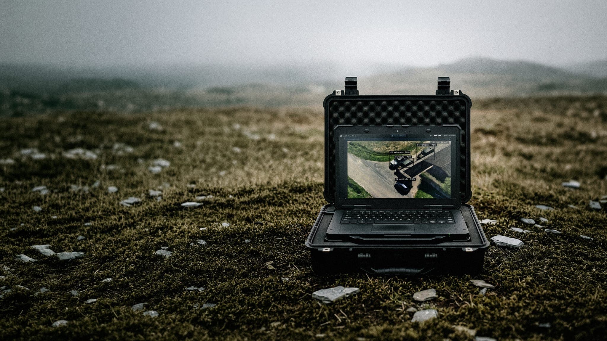 Gamma ISTAR running on a rugged laptop, detecting infantry from a live ISR feed